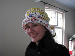 plastic bag hat yellow dunja