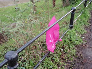 pink broken umbrella