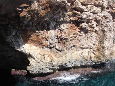 deep water soloing dws majorca cala sa nau heath bunting