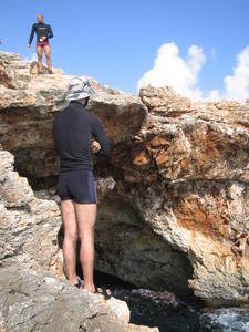 deep water soloing dws majorca cala sa nau kate rich