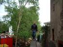 single file wallwalk, uphill