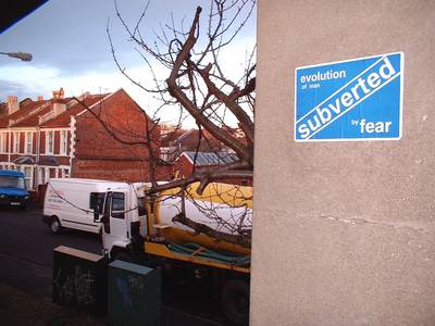 fly poster bristol evolution of man subverted by fear st werburghs