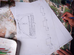 children drawing mosque