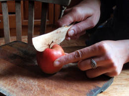 cutting apple