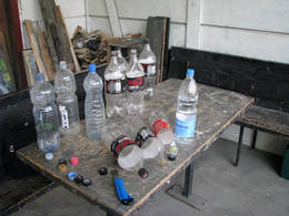 plastic bag cushion preparing filling plastic bottles