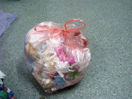 plastic bag cushion preparing basefilling